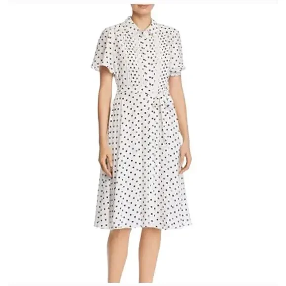 Nanette Lepore Cannoli Cream Black Polka Dot Fit and Flare Dress Size 4 - Picture 1 of 8